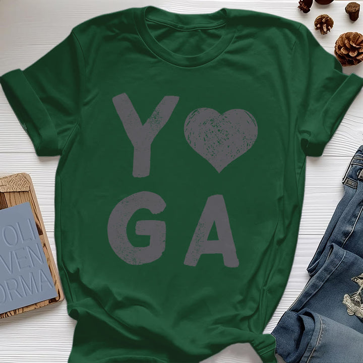 Olivenorma Yoga Heart Print T-Shirt - Dark Green - 2XL - image 25