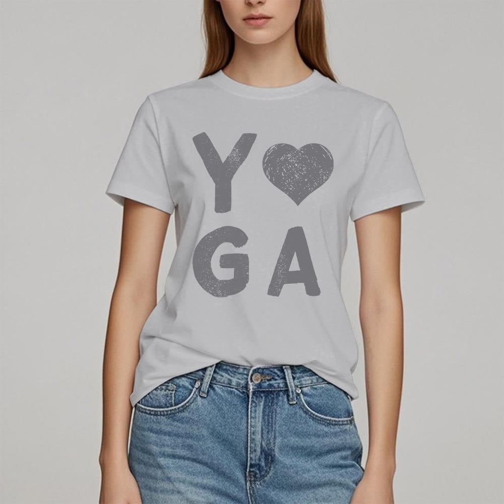 Olivenorma Yoga Heart Print T-Shirt - image 9