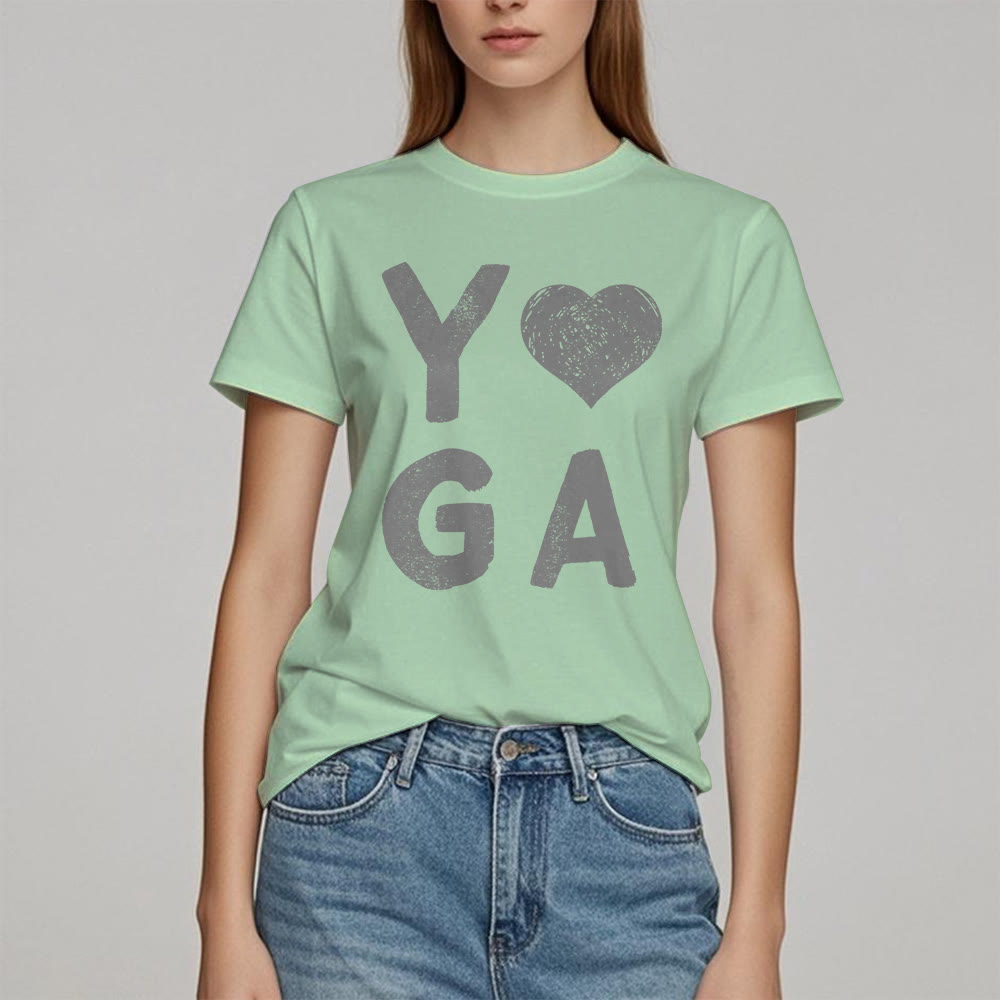 Olivenorma Yoga Heart Print T-Shirt - image 24