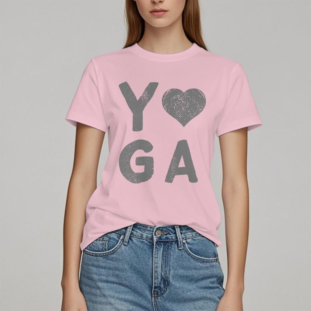 Olivenorma Yoga Heart Print T-Shirt - image 18
