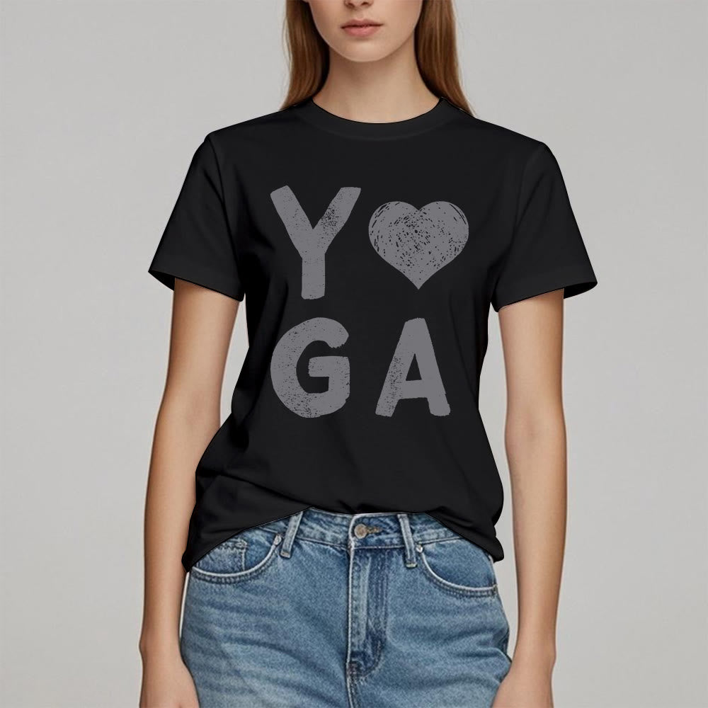 Olivenorma Yoga Heart Print T-Shirt - image 6