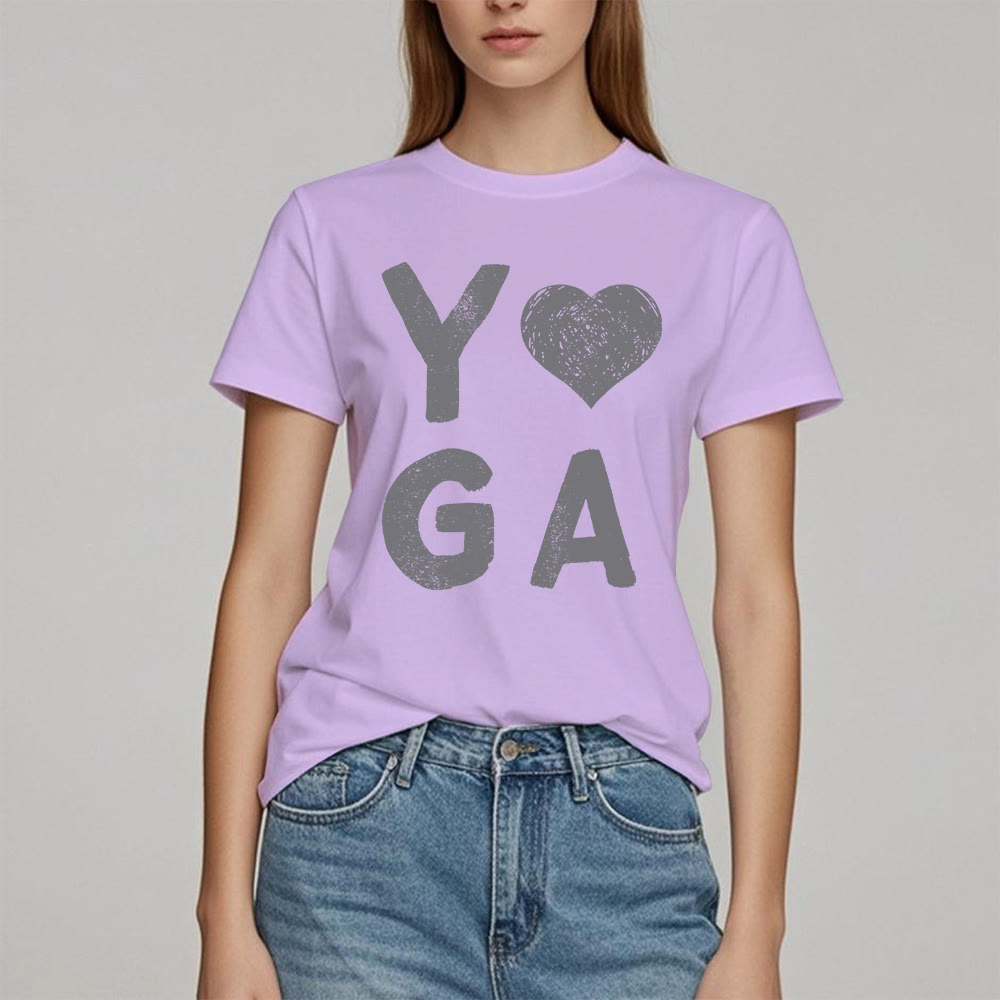 Olivenorma Yoga Heart Print T-Shirt - image 21
