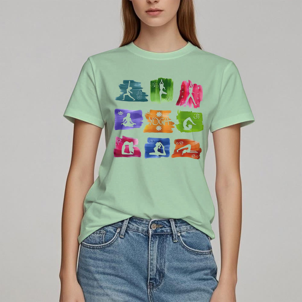 Olivenorma Yoga Poses Colorful Print T-Shirt - image 17