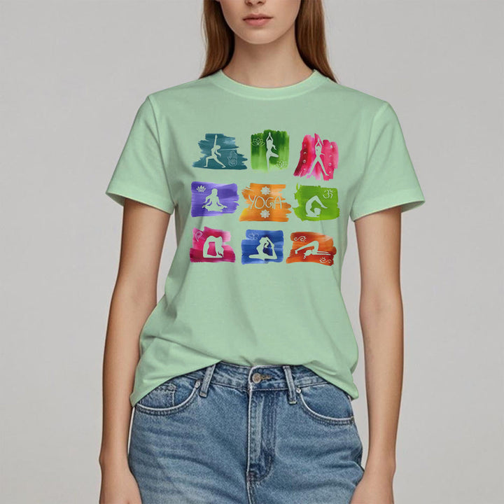 Olivenorma Yoga Poses Colorful Print T-Shirt - image 17