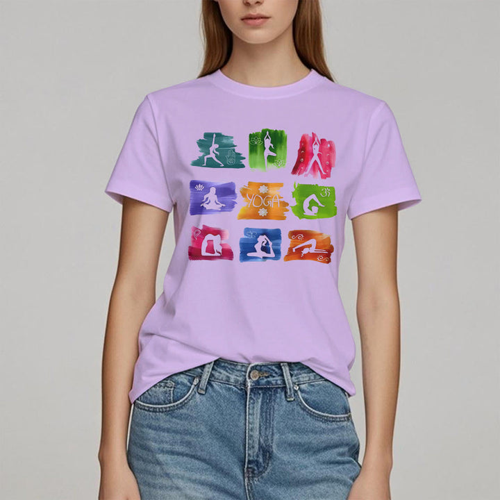 Olivenorma Yoga Poses Colorful Print T-Shirt - image 15