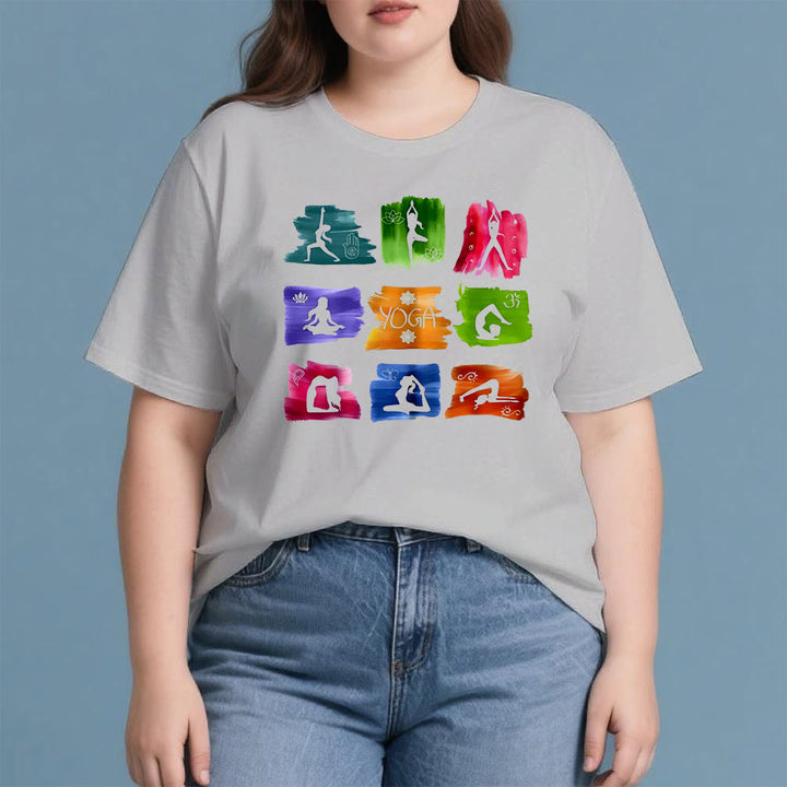 Olivenorma Yoga Poses Colorful Print T-Shirt - image 7