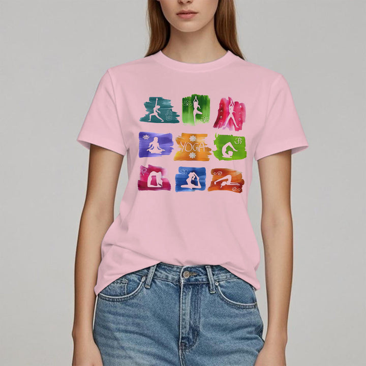 Olivenorma Yoga Poses Colorful Print T-Shirt - image 13