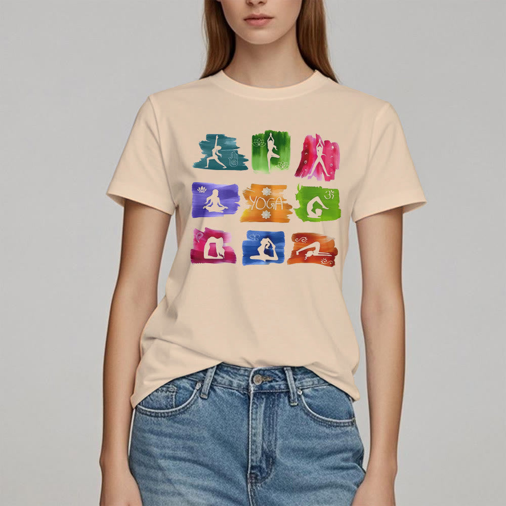 Olivenorma Yoga Poses Colorful Print T-Shirt - image 9