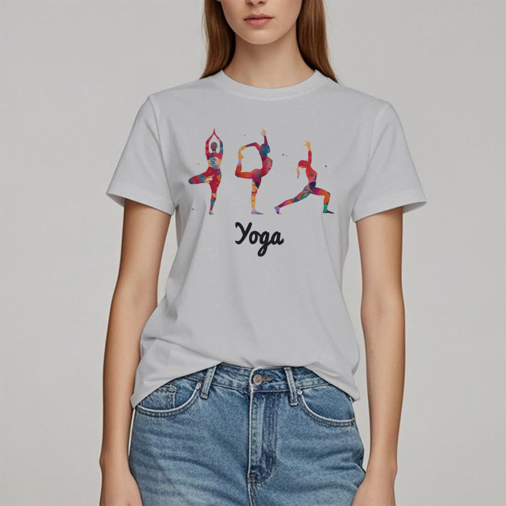 Olivenorma Yoga Poses Colorful Print Women T-Shirt - image 6