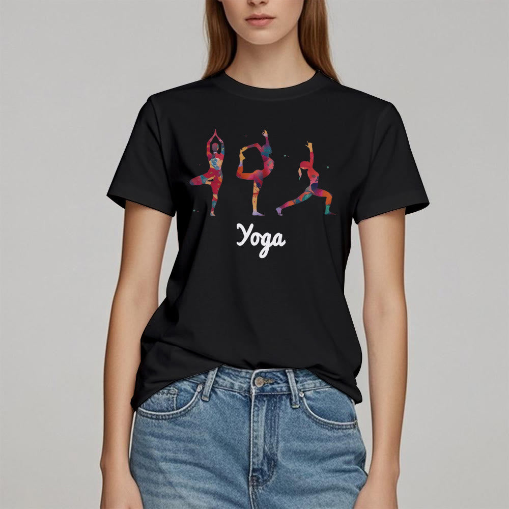 Olivenorma Yoga Poses Colorful Print Women T-Shirt - image 4