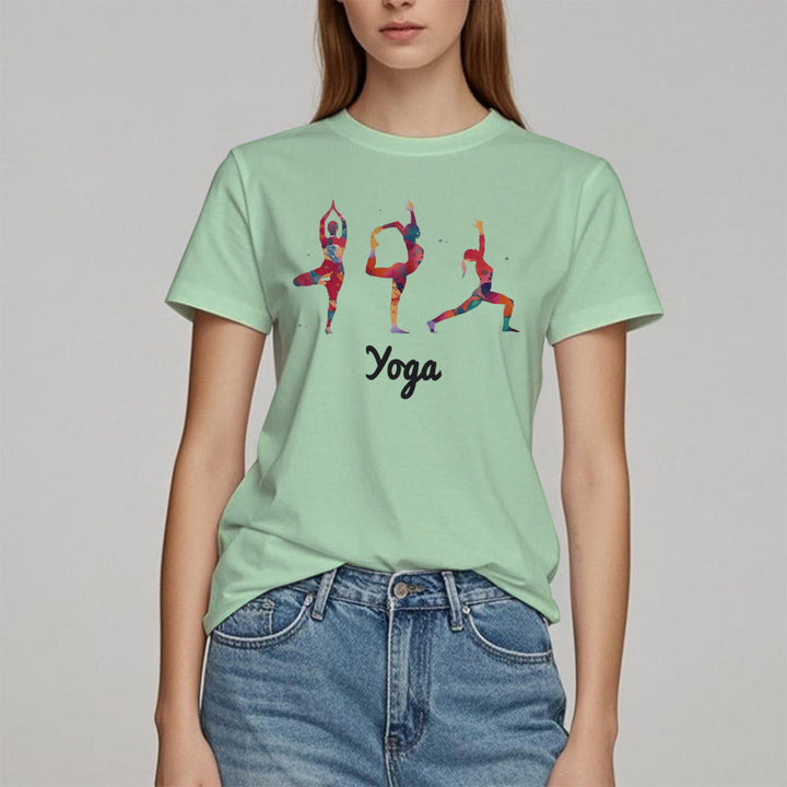 Olivenorma Yoga Poses Colorful Print Women T-Shirt - image 17