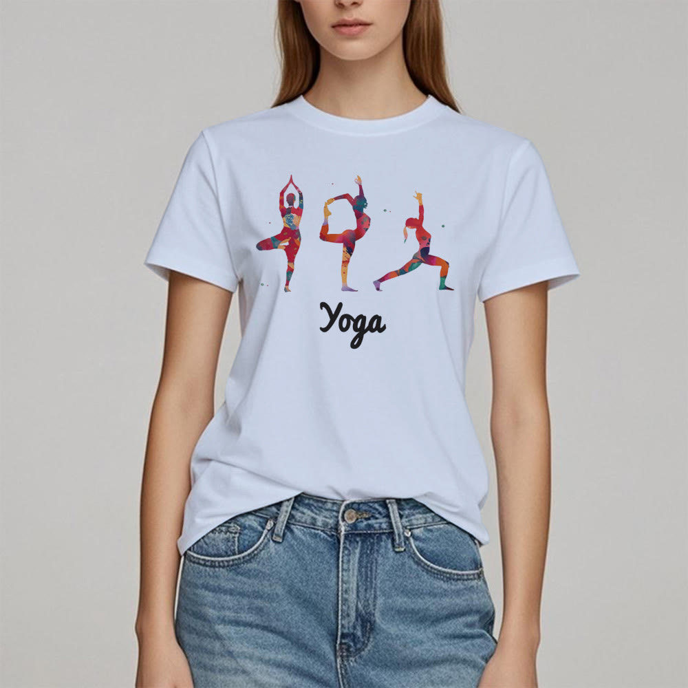 Olivenorma Yoga Poses Colorful Print Women T-Shirt - image 11