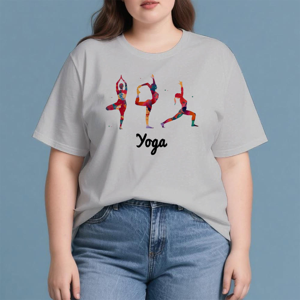 Olivenorma Yoga Poses Colorful Print Women T-Shirt - image 7