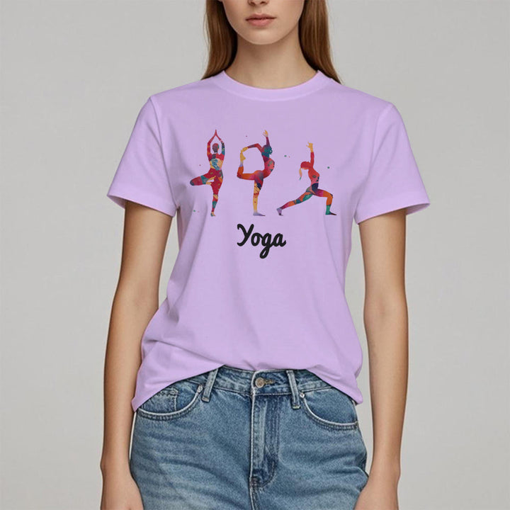 Olivenorma Yoga Poses Colorful Print Women T-Shirt - image 15