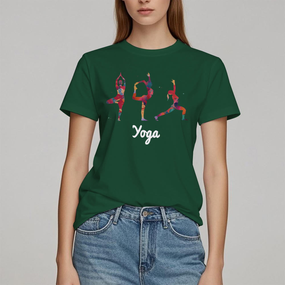 Olivenorma Yoga Poses Colorful Print Women T-Shirt - image 19