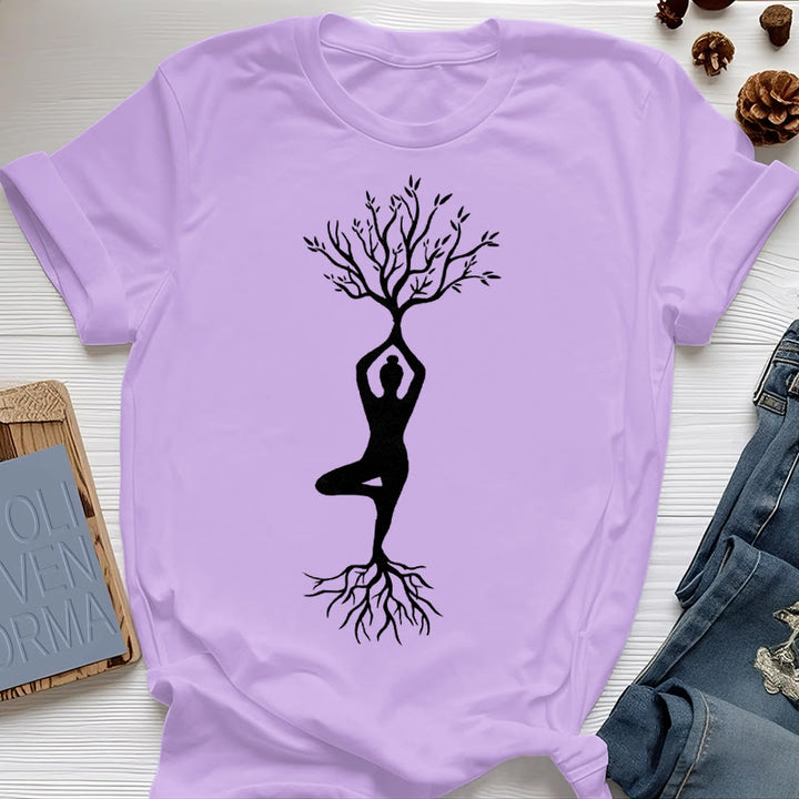 Olivenorma Rooted Yoga Tree Pose T-Shirt - Purple - 2XL - image 16