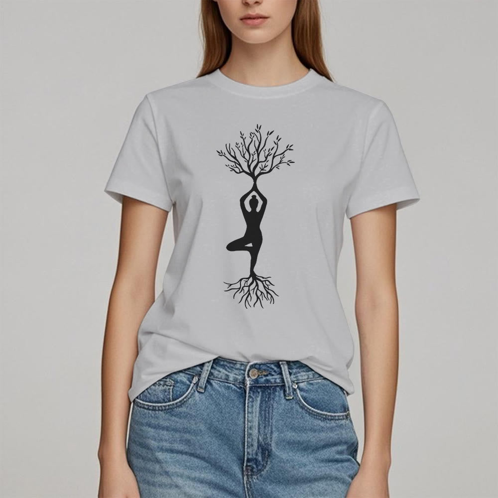 Olivenorma Rooted Yoga Tree Pose T-Shirt - image 8