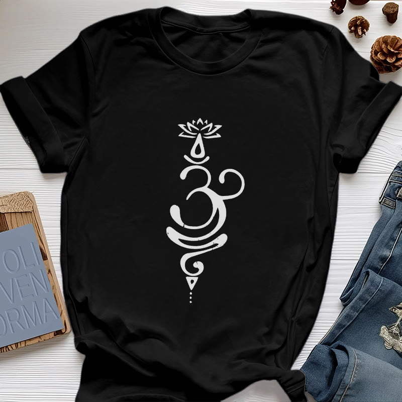 Olivenorma OM Lotus Chakra Symbol T-Shirt - Black - 2XL - image 6