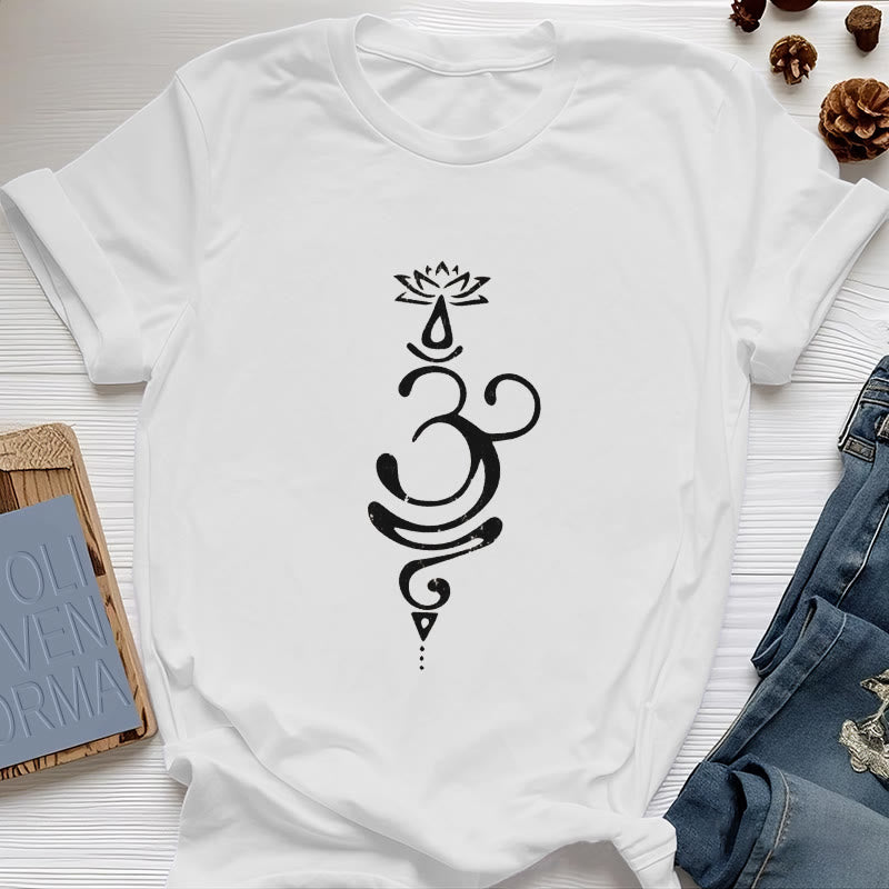 Olivenorma OM Lotus Chakra Symbol T-Shirt - White - 2XL - image 4