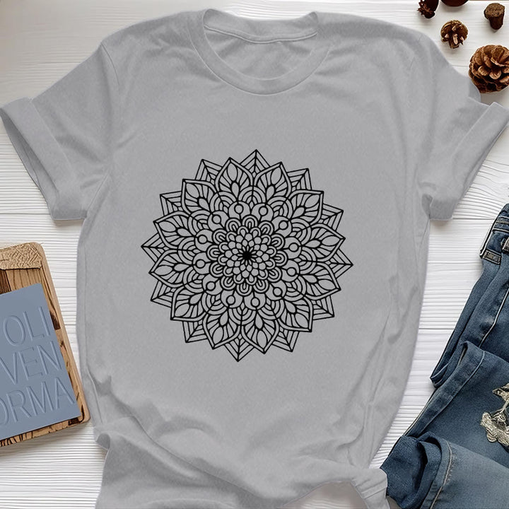 Olivenorma Flower Mandala Lotus T-Shirt - Gray - 2XL - image 7