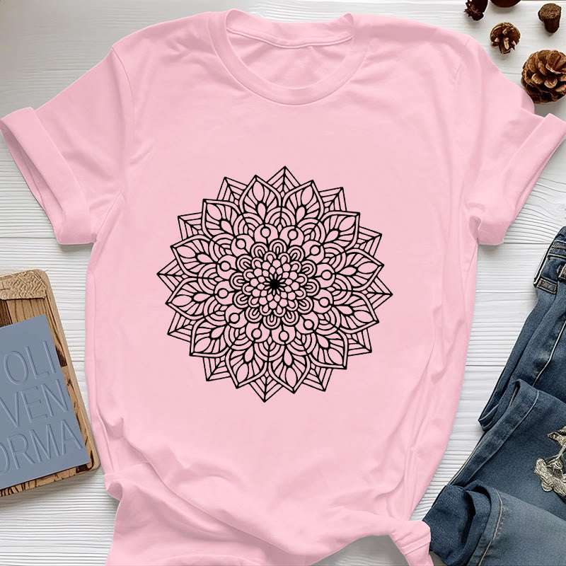Olivenorma Flower Mandala Lotus T-Shirt - Pink - 2XL - image 13