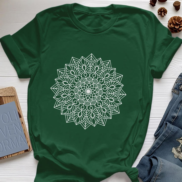 Olivenorma Flower Mandala Lotus T-Shirt - Dark Green - 2XL - image 19