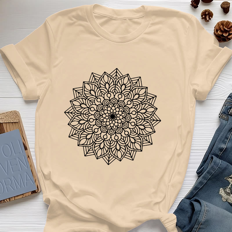 Olivenorma Flower Mandala Lotus T-Shirt - Yellow - 2XL - image 9