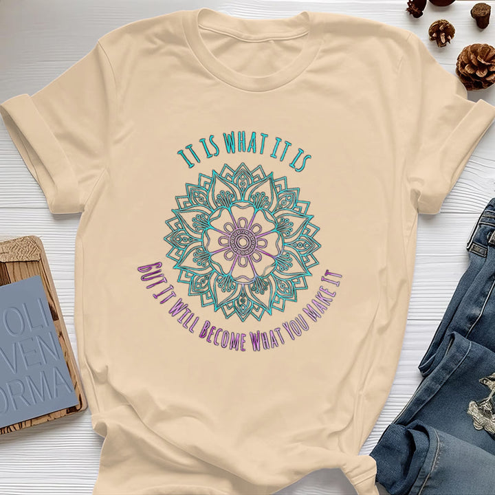Olivenorma "It Is What It Is Tee" Mandala Quote T-Shirt - Yellow - 2XL - image 10