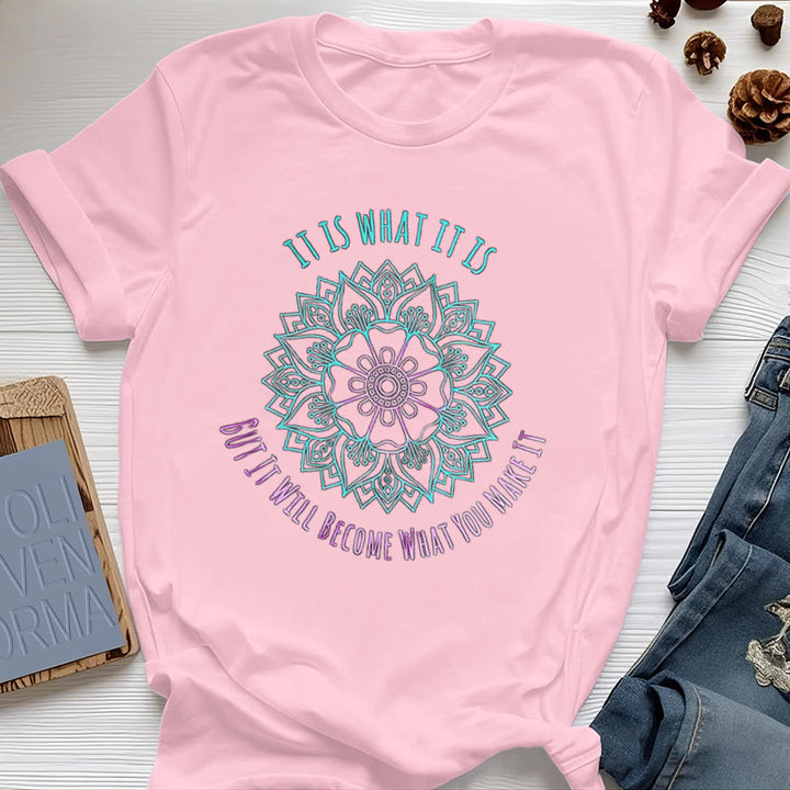 Olivenorma "It Is What It Is Tee" Mandala Quote T-Shirt - Pink - 2XL - image 14