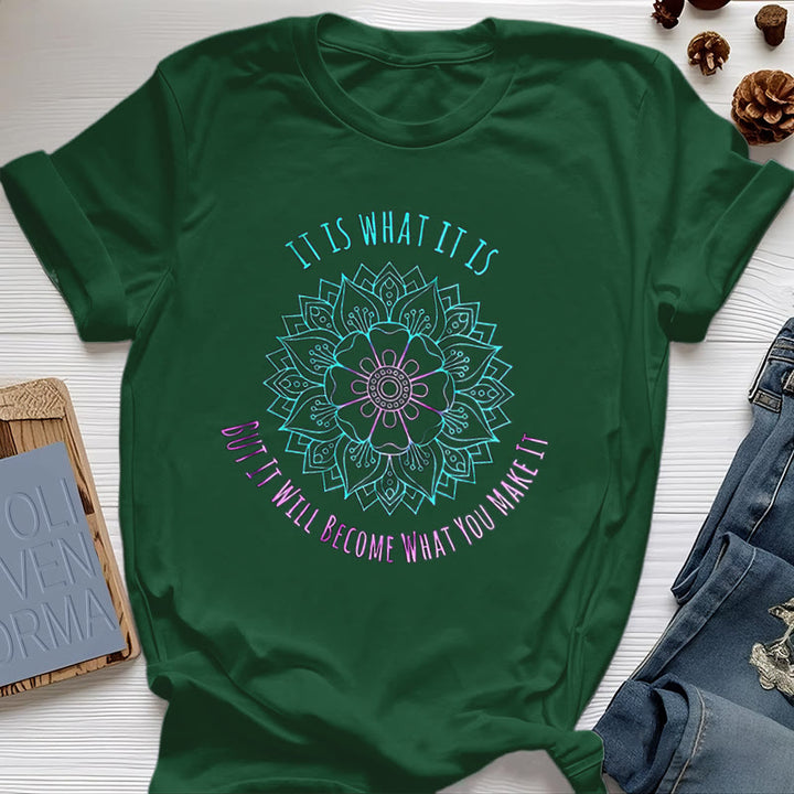 Olivenorma "It Is What It Is Tee" Mandala Quote T-Shirt - Dark Green - 2XL - image 20