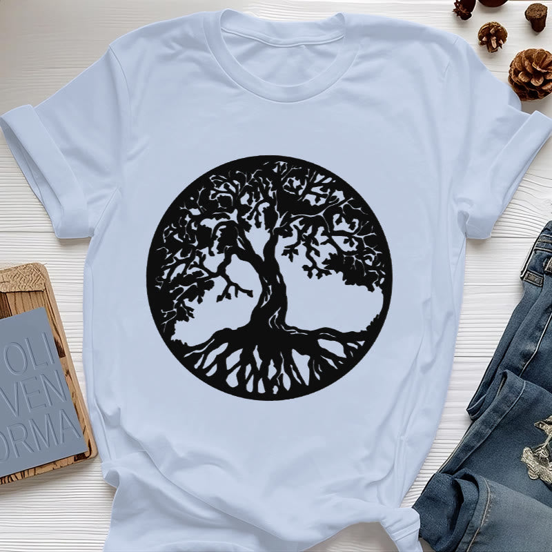Olivenorma Circle Tree Of Life T-shirt - Blue - 2XL - image 0