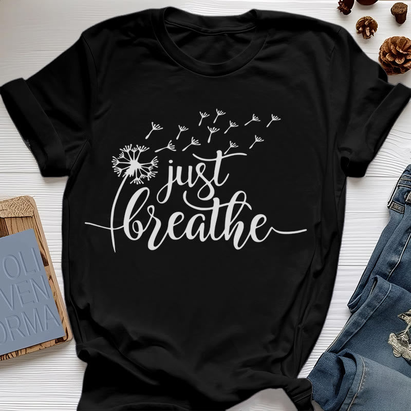 Olivenorma Just Breathe Dandelion T-shirt - Black - 2XL - image 4