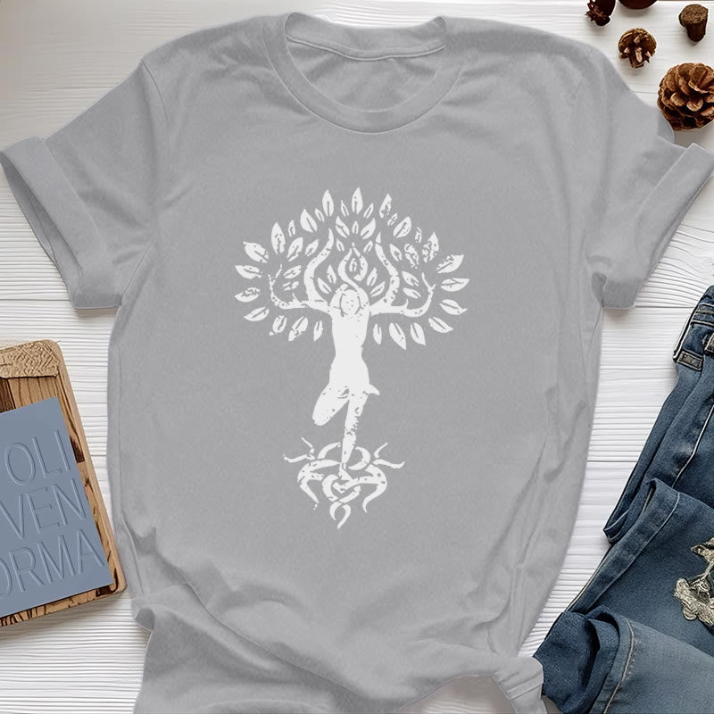 Olivenorma Flower Zen Tree T-Shirt - Gray - 2XL - image 11