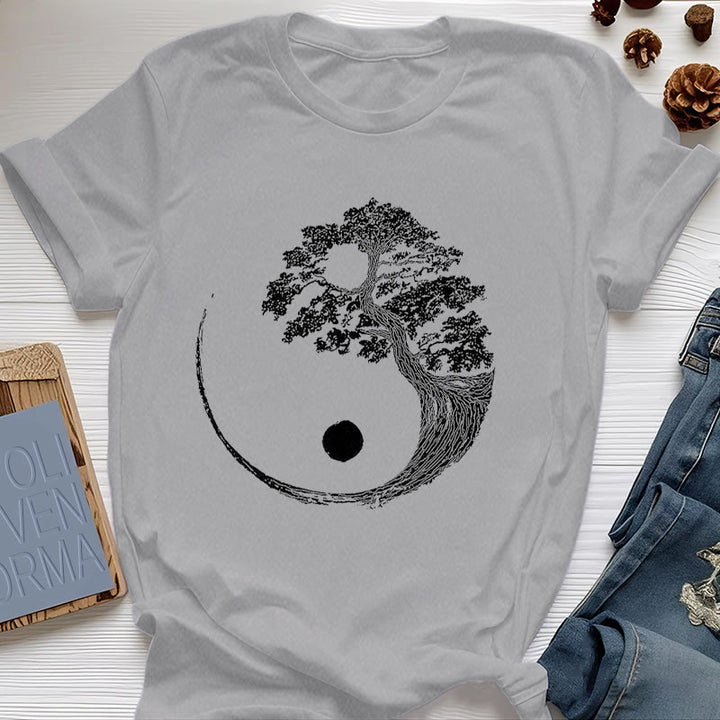 Olivenorma Yin Yang Bonsai Tree T-shirt - Gray - 2XL - image 9