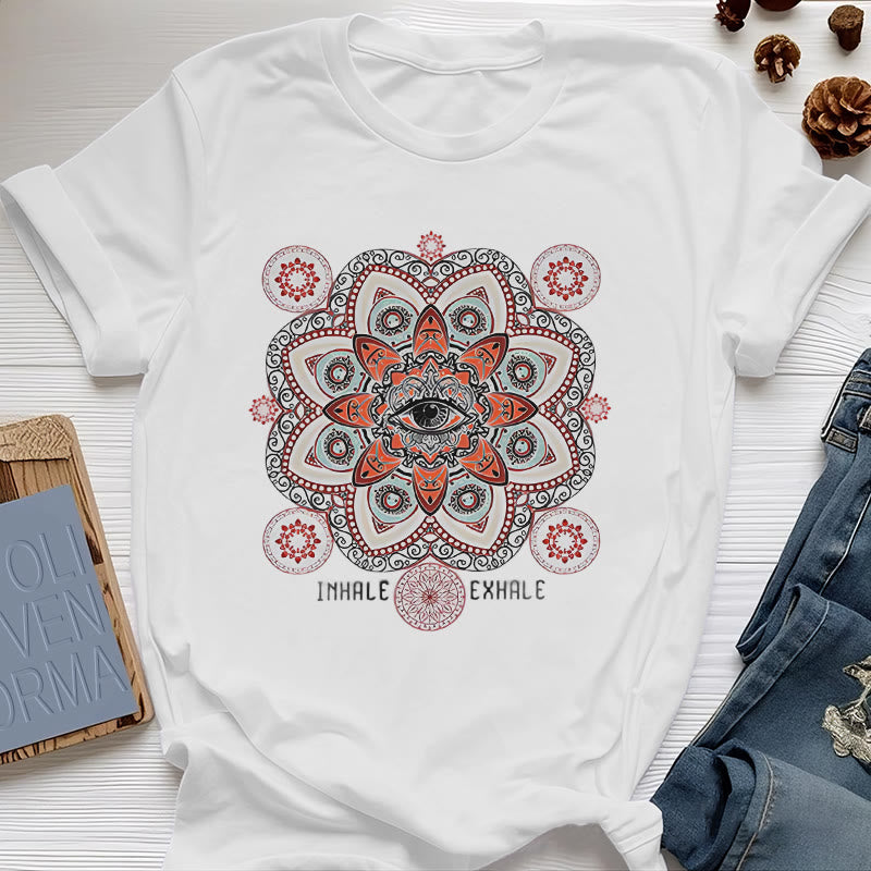 Olivenorma Meditation Evil Eye Slogan Design T-shirt - White - 2XL - image 0
