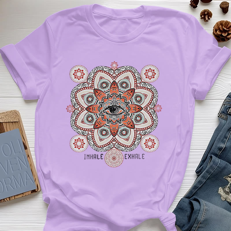 Olivenorma Meditation Evil Eye Slogan Design T-shirt - Purple - 2XL - image 21