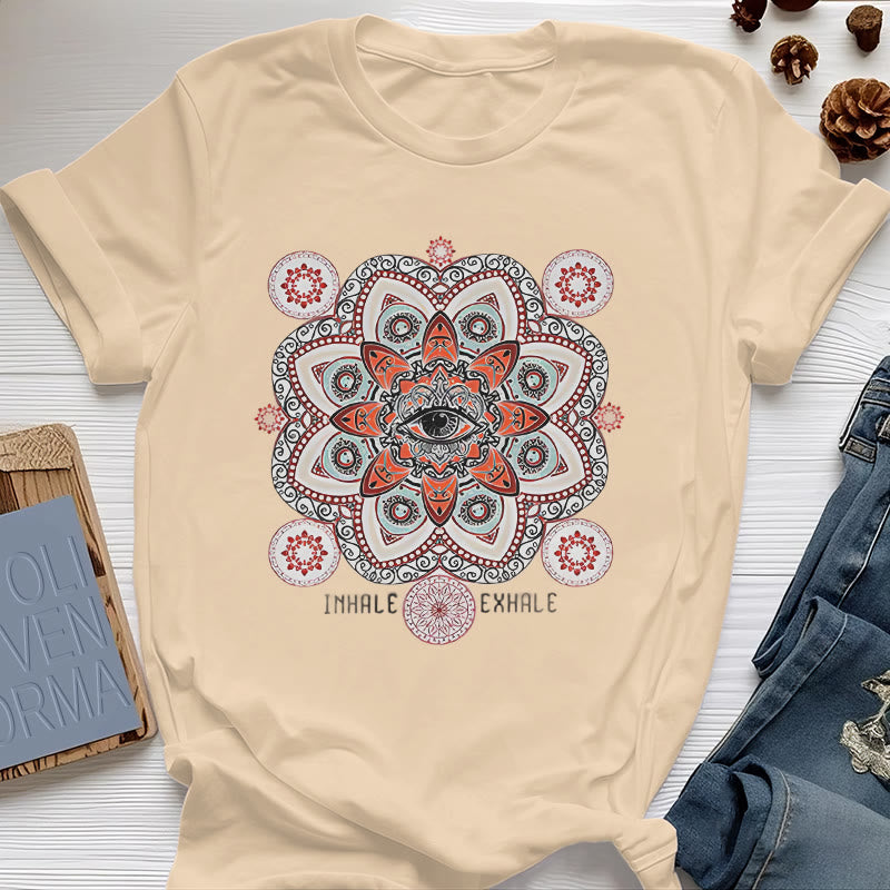 Olivenorma Meditation Evil Eye Slogan Design T-shirt - Yellow - 2XL - image 12