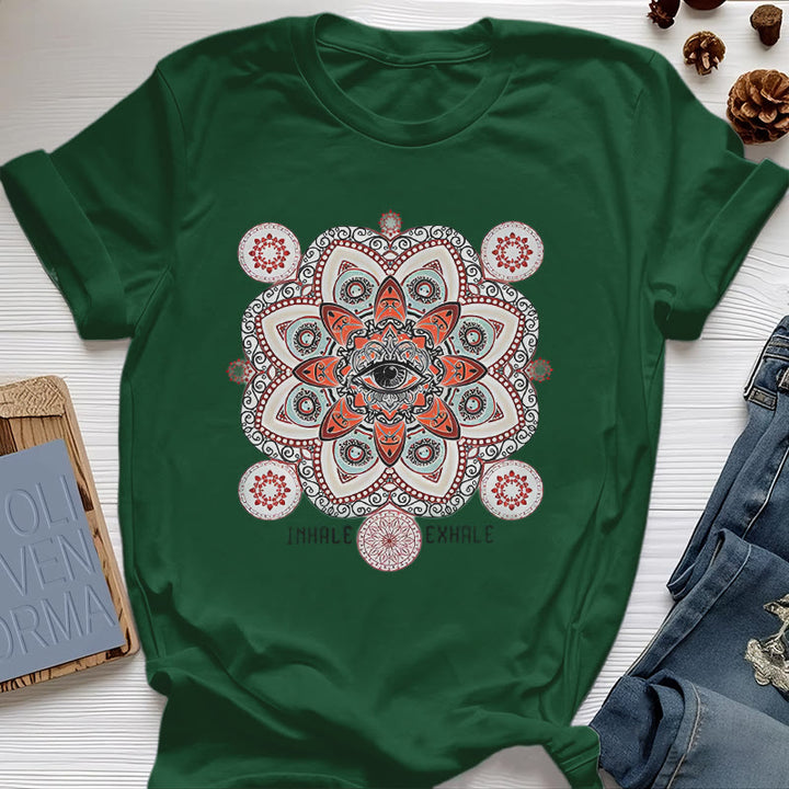 Olivenorma Meditation Evil Eye Slogan Design T-shirt - Dark Green - 2XL - image 26