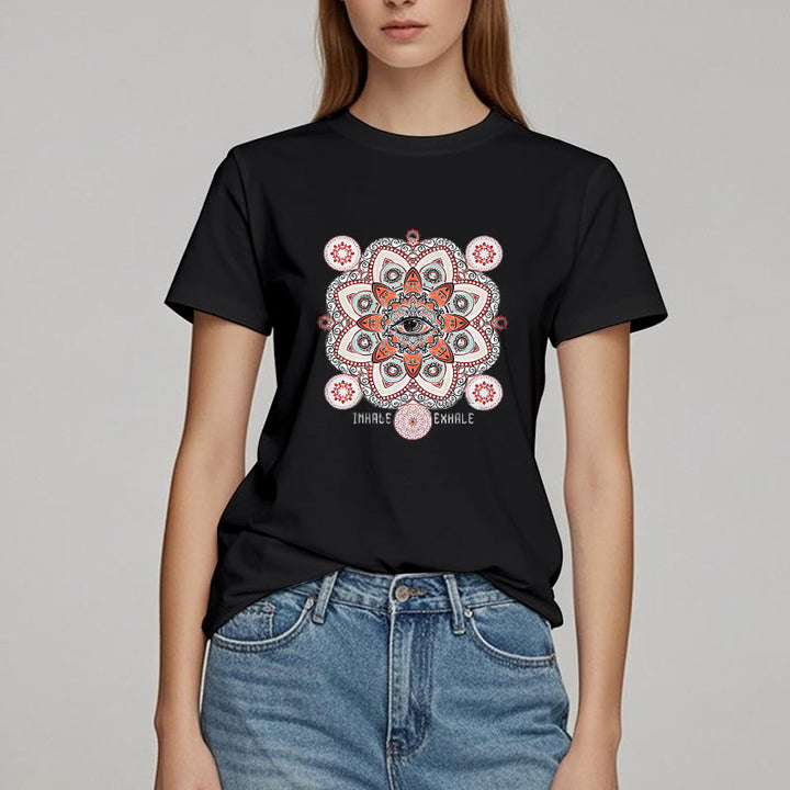 Olivenorma Meditation Evil Eye Slogan Design T-shirt - image 7