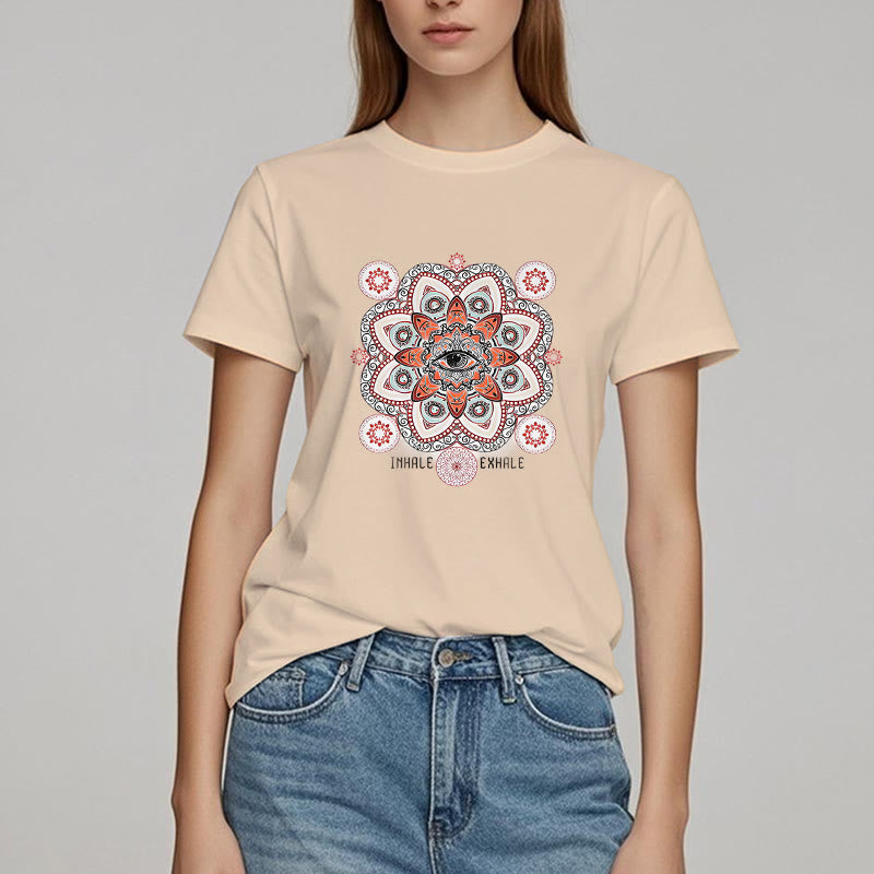 Olivenorma Meditation Evil Eye Slogan Design T-shirt - image 13