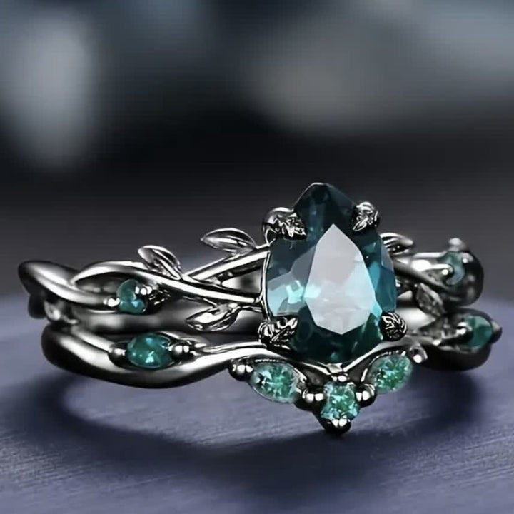 FREE Today:  Lucky Stone Aquamarine Leaf Engagement Ring Set - US 11 - All Green Zircon - image 14