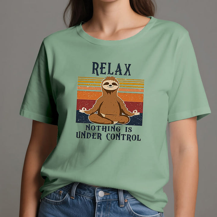 Olivenorma Relaxed Sloth Retro Cotton T-Shirt - image 1