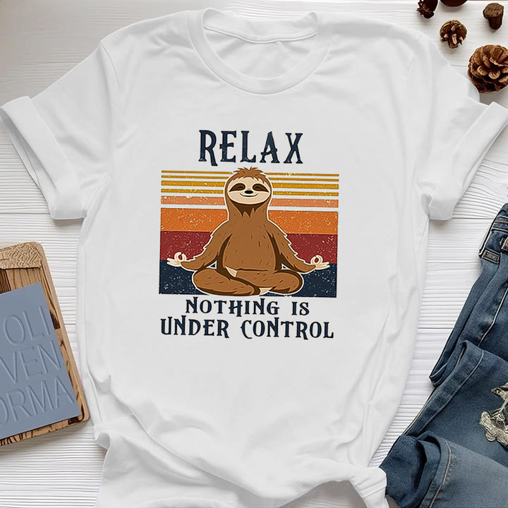 Olivenorma Relaxed Sloth Retro Cotton T-Shirt - White - 2XL - image 5