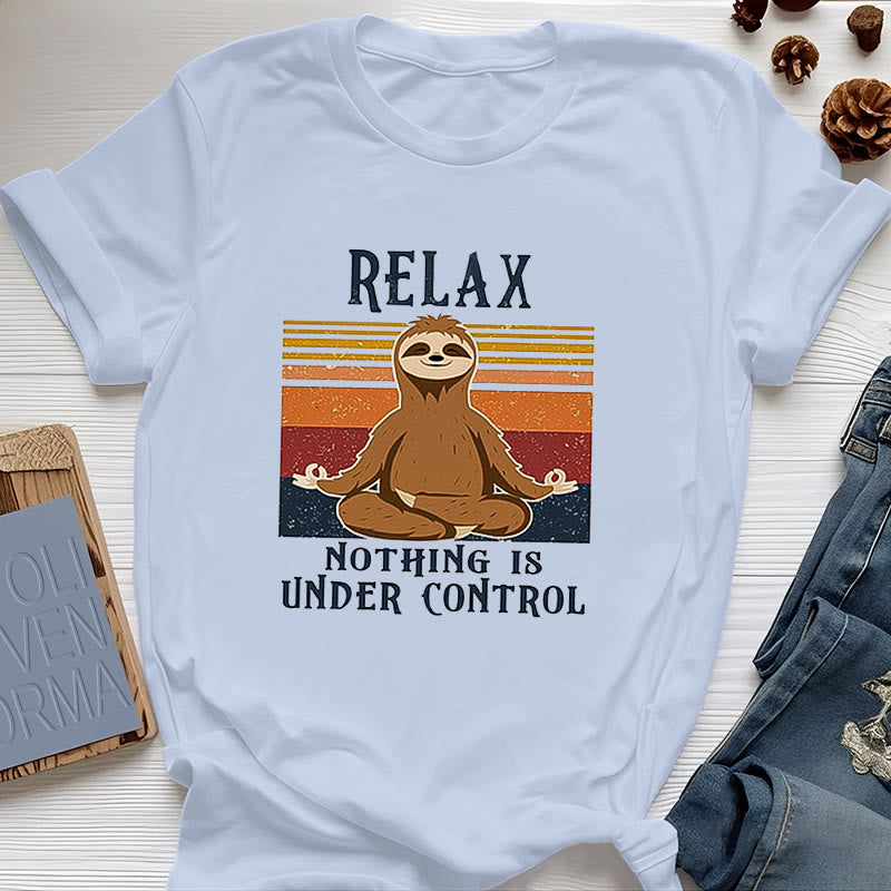 Olivenorma Relaxed Sloth Retro Cotton T-Shirt - Blue - 2XL - image 13