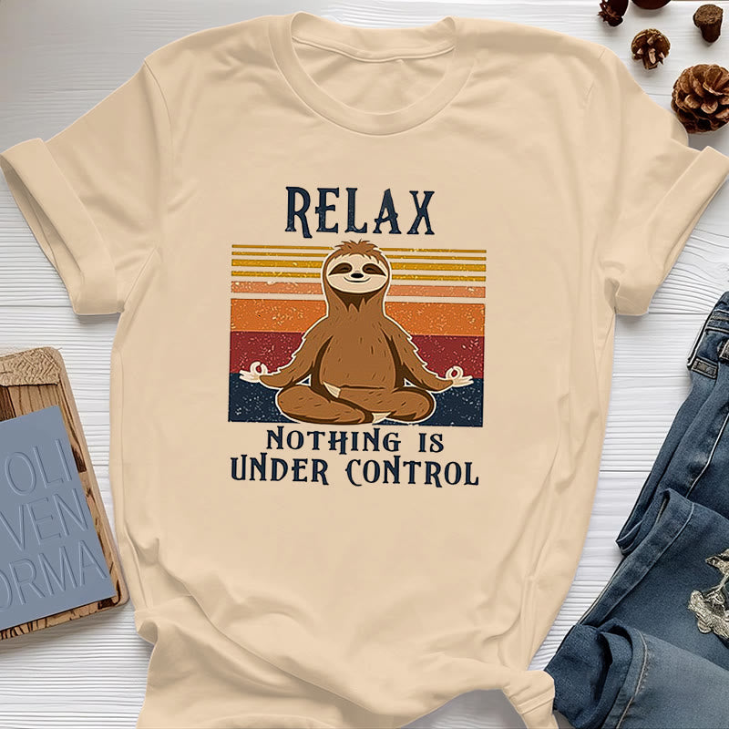 Olivenorma Relaxed Sloth Retro Cotton T-Shirt - Yellow - 2XL - image 0