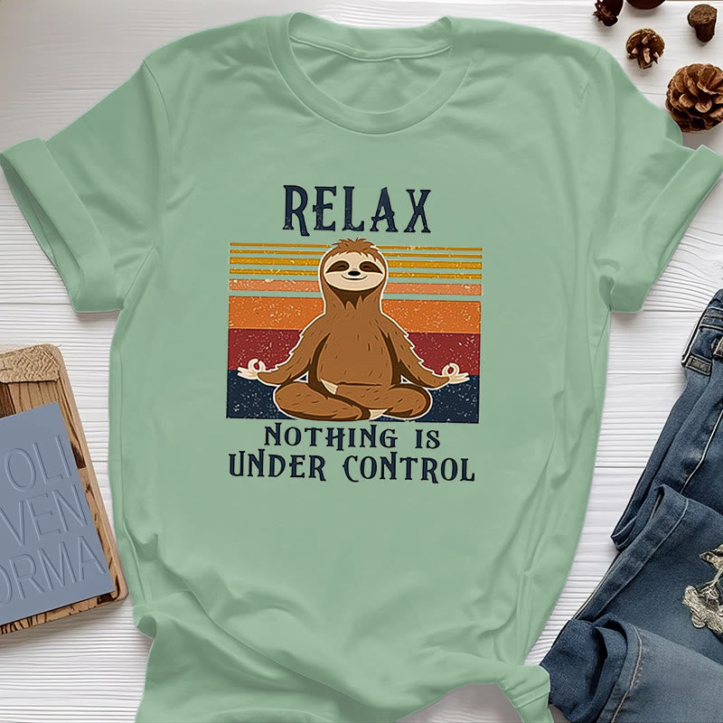Olivenorma Relaxed Sloth Retro Cotton T-Shirt - Light Green - 2XL - image 17