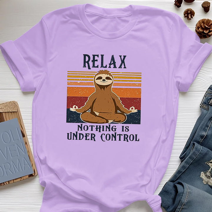 Olivenorma Relaxed Sloth Retro Cotton T-Shirt - Purple - 2XL - image 17