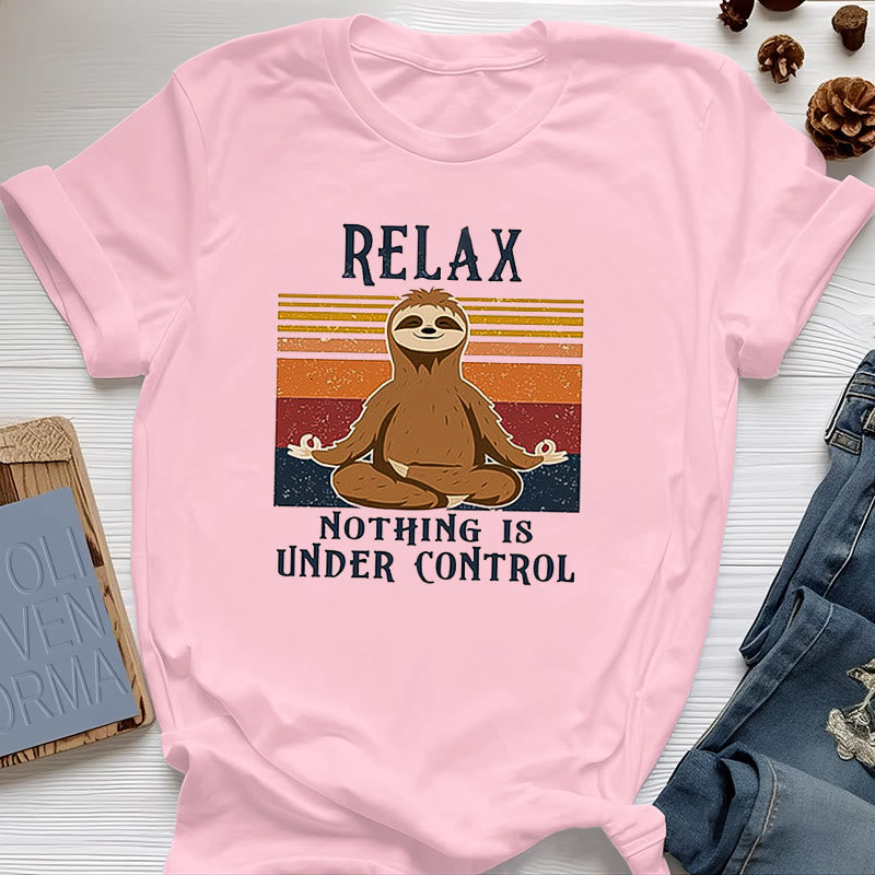 Olivenorma Relaxed Sloth Retro Cotton T-Shirt - Pink - 2XL - image 13