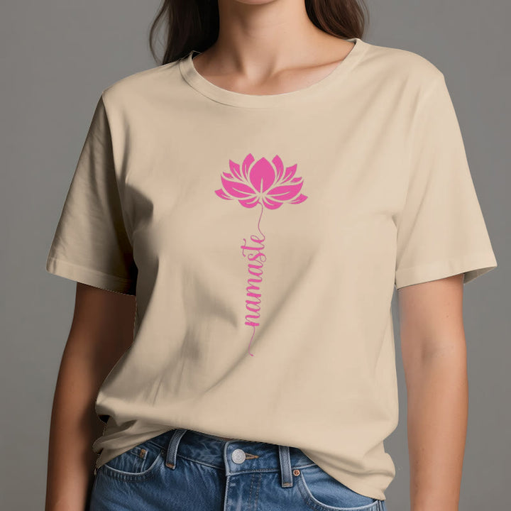 Olivenorma Namaste Lotus Yoga Cotton T-Shirt - image 8