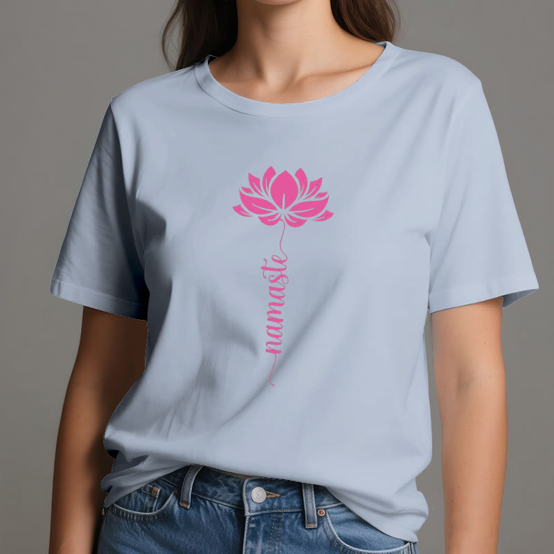 Olivenorma Namaste Lotus Yoga Cotton T-Shirt - image 10